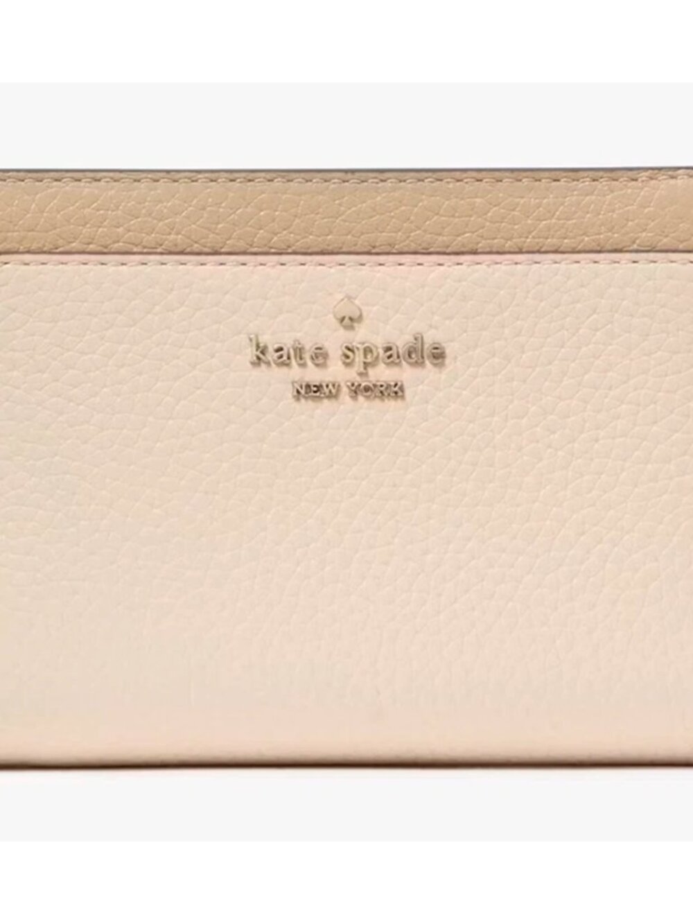 S Kate Spade Lena Medium Bifold Wallet Beige Pebbled Leather KI834 NWT $199 - Picture 1 of 5